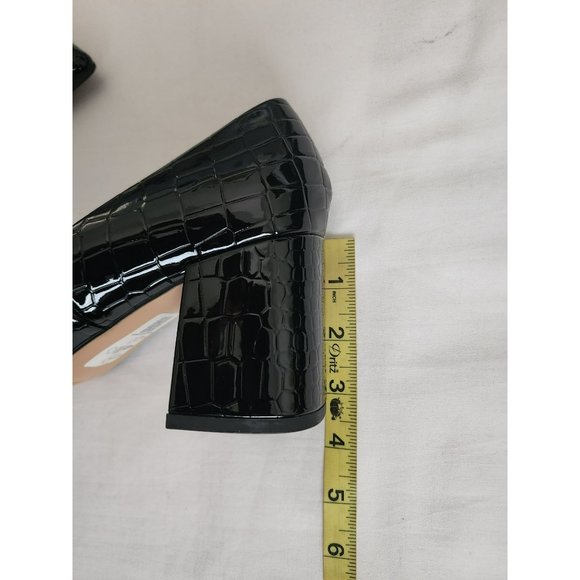 ASOS Design Women's Black Mock Croc Faux Leather Block Heel Court Shoes Size 7 - Picture 12 of 13